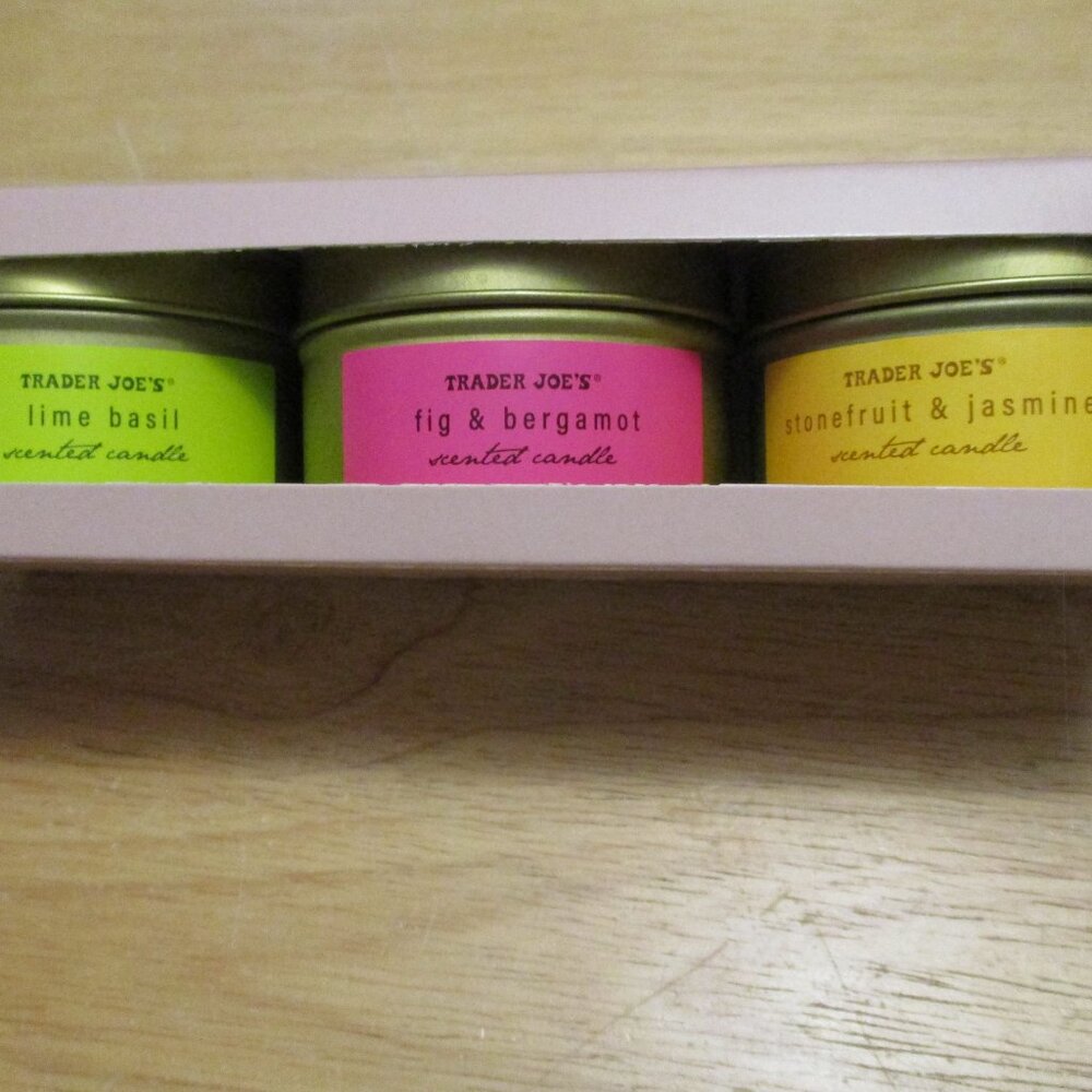 Trader Joe's Scented Candle Trio RARE Ltd Edition Lime, Fig, Jasmine NEW in BOX